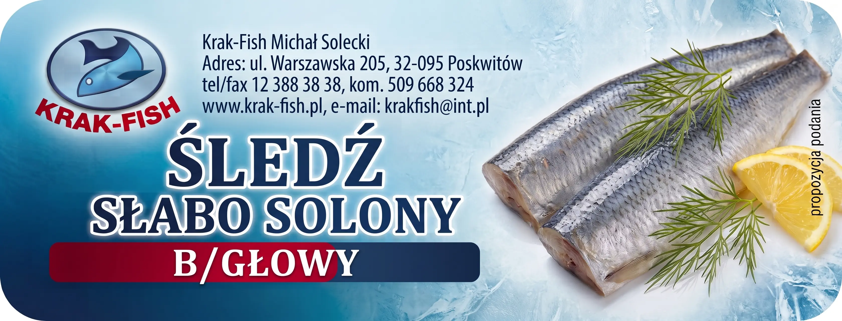 Etykieta Śledź słabo solony bez głowy (b/g)