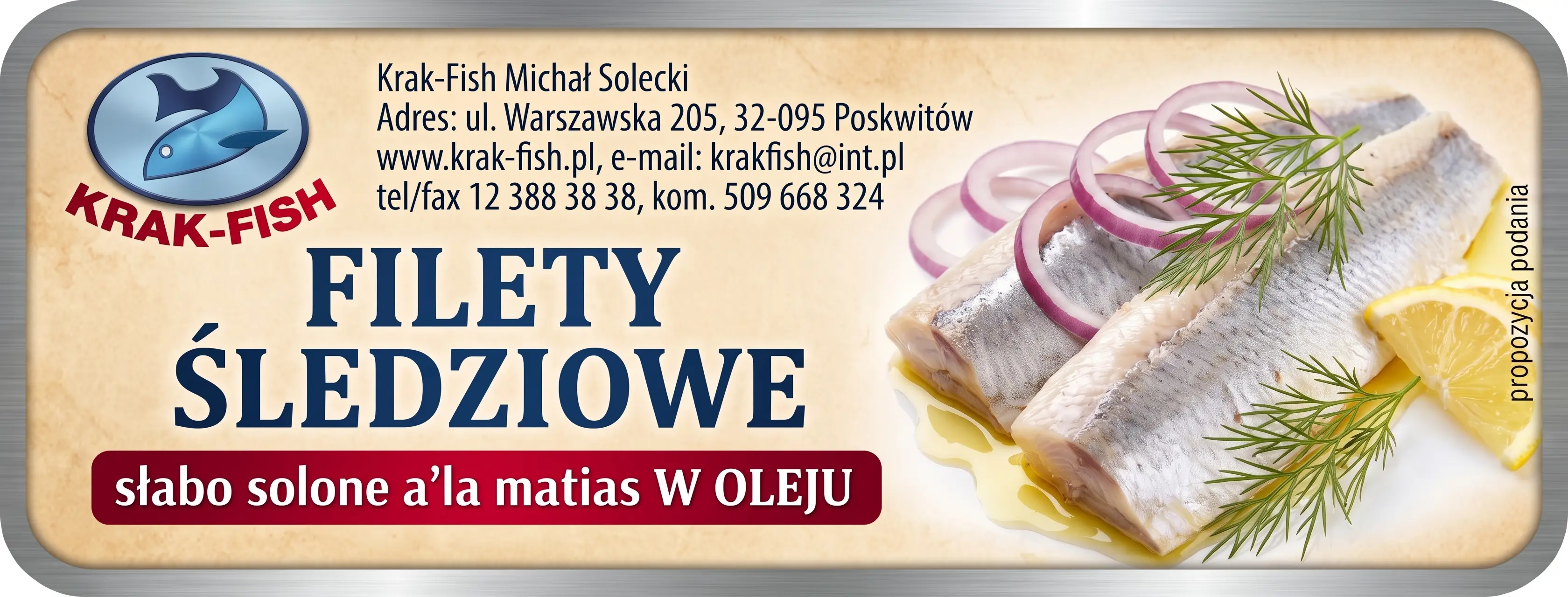 Etykieta Filety śledziowe słabo solone a'la Matias w oleju